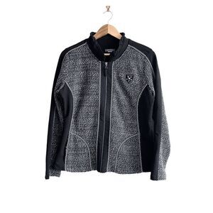Dolcezza Special Design Women's Tweed Illusion Zip Cardigan Jacket Black Medium